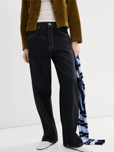 Прямі джинси MANGO темно-синій сині