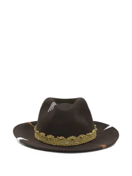 Pălărie The Hat Gang cu broderie de lână maro