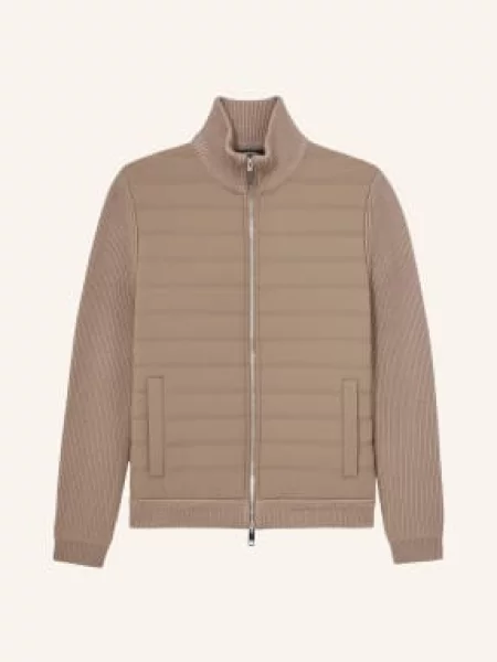 Reiss Prošívaná Bunda Z Kombinace Materiálů černošedá