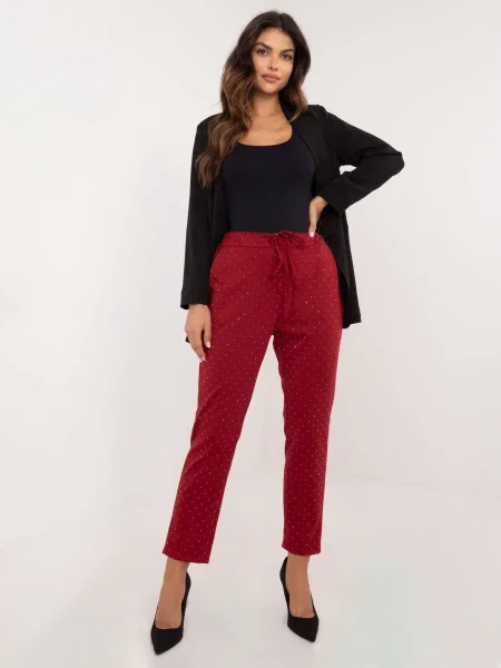 Pantaloni Fashionhunters elegante bordo