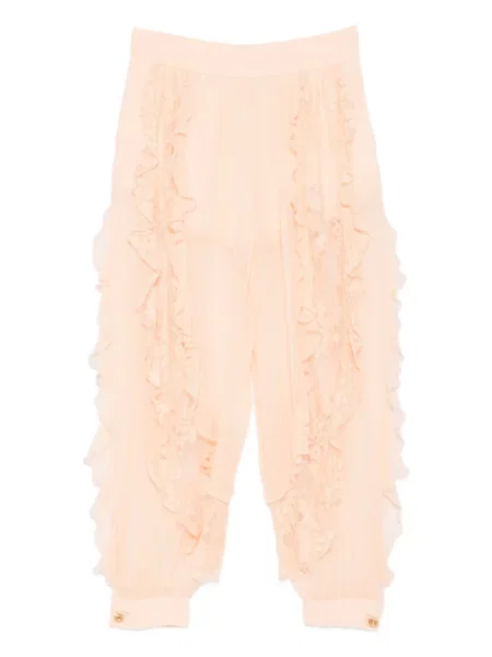 Pantaloni Zimmermann cu volane din dantelă