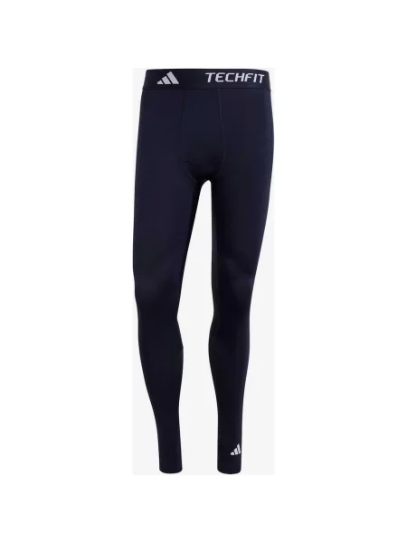 Długie legginsy treningowe adidas TECHFIT Compression ciemnoniebieskie M czarne