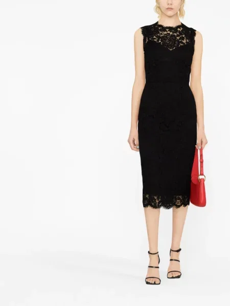 Nėriniuota kostiumas suknelė be rankovių Dolce & Gabbana be rankovių juoda