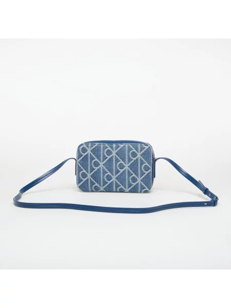 Geantă Calvin Klein Emblem Aop Denim Cam Blue Universal albastru