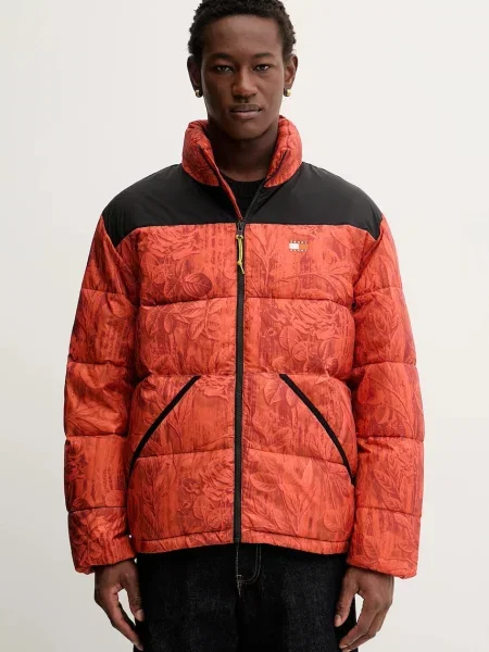 Яке Tommy Jeans зимен модел с уголемена кройка оранжево