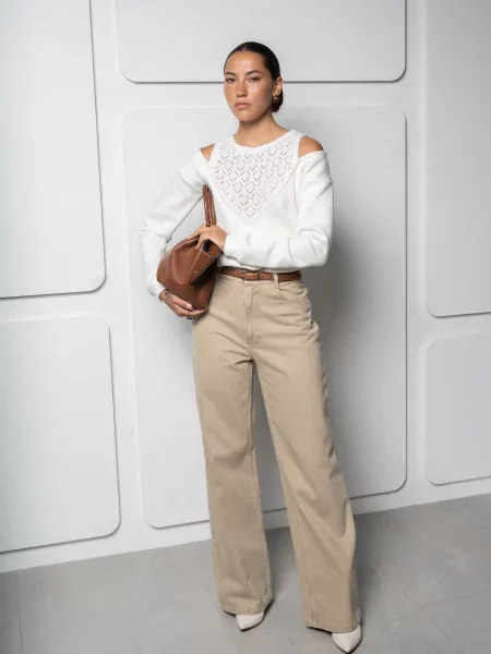 Прямі джинси VMMA бежевий