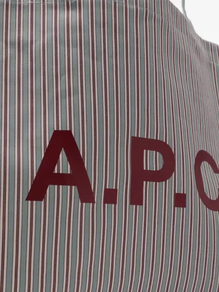 Geantă shopper A.p.c. cu dungi cu imagine gri