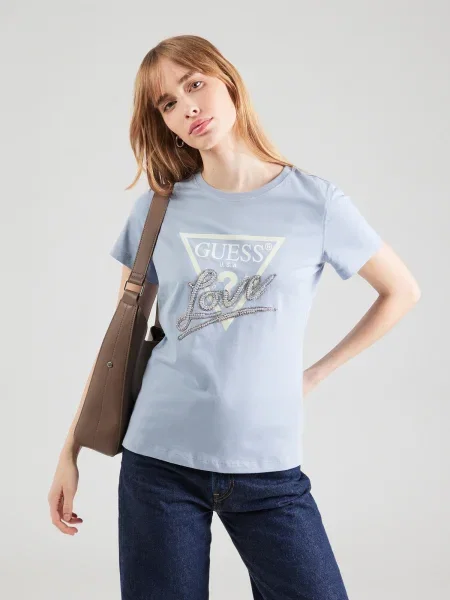 Guess Tricou celest albastru