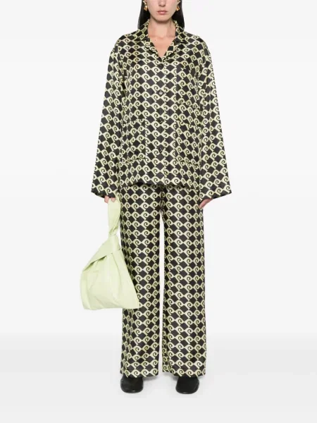 Pantaloni Nanushka cu imprimeu geometric negru