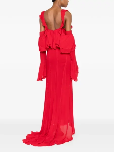 Rochie maxi Blumarine cu volane roșu