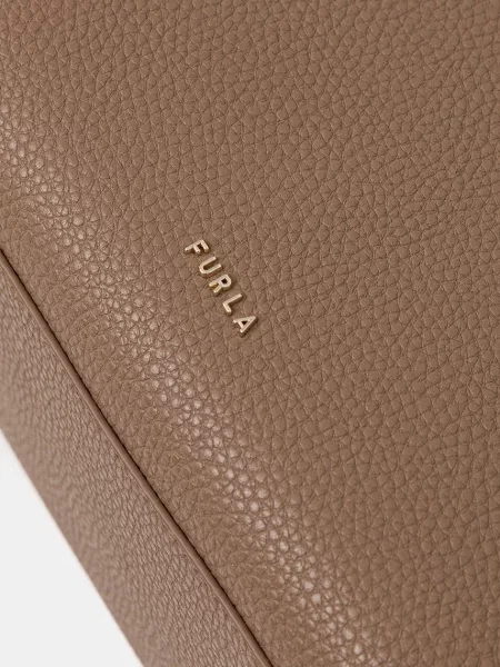 Bőr shopper táska Furla bézs