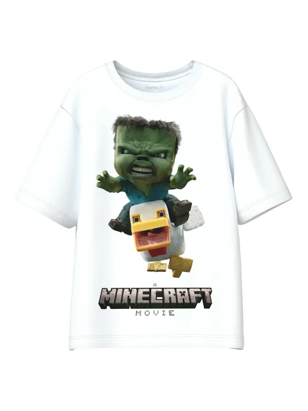 NAME IT Tricou NKMNif Minecraft galben / gri / verde alb