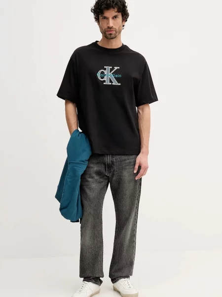 Calvin Klein Jeans t-shirt z aplikacją czarny