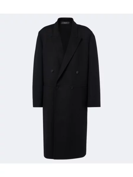 Palton Gucci de lână cu două rânduri de nasturi negru