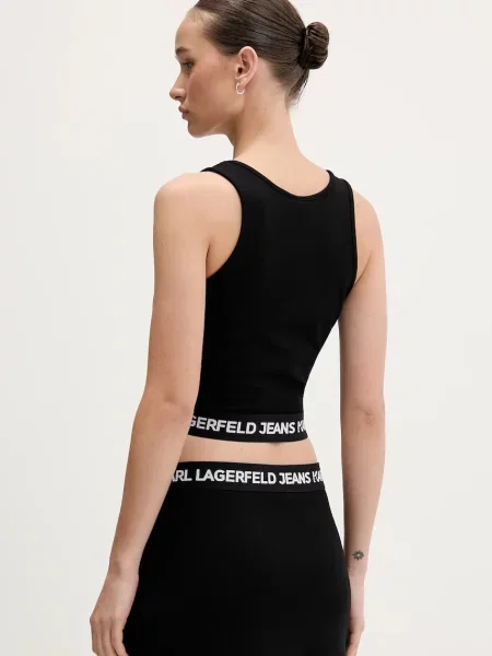 Top din denim Karl Lagerfeld Jeans negru