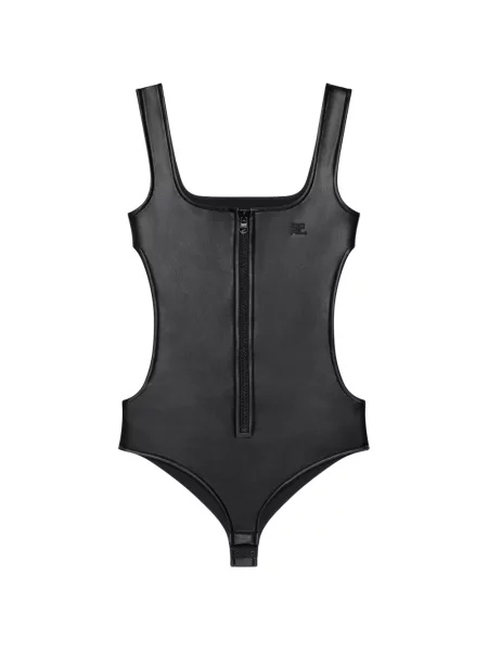Body Courreges din piele negru
