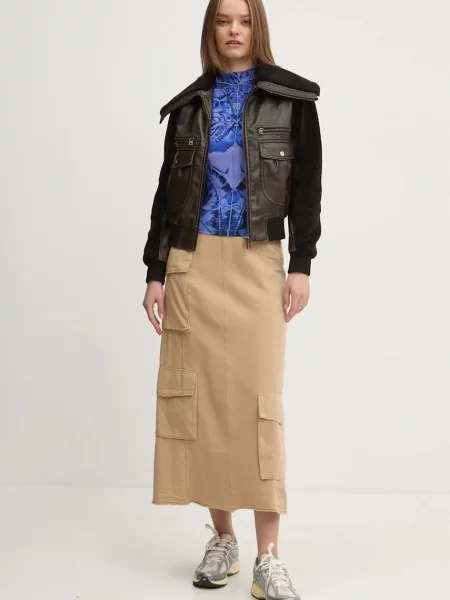 Спідниця Desigual PRESTON maxi розкльошена бежевий