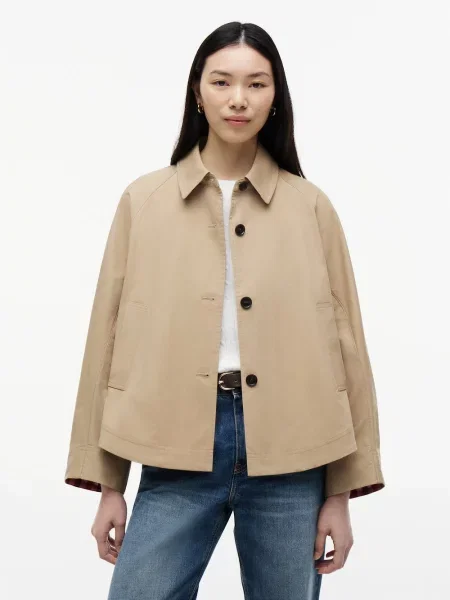 Koszula-kurtka o kroju oversized z mieszanki bawełny Tommy Hilfiger brązowa