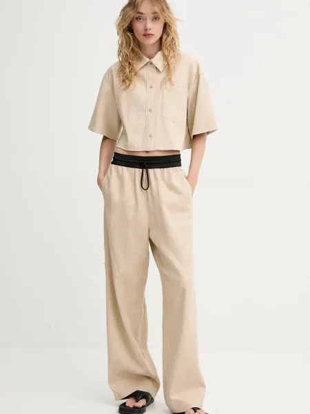 Stand Studio koszula Clarissa relaxed z kołnierzykiem klasycznym beżowy