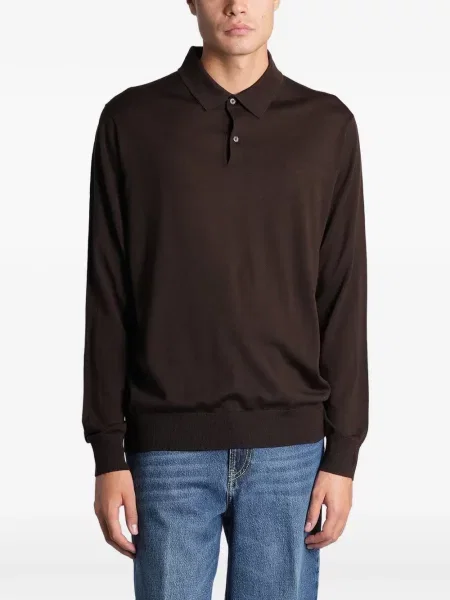 Lung tricou polo Ballantyne maro