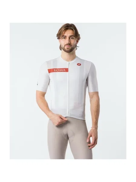 Koszulka rowerowa Giro d'Italia Rome krótkim rękawem czerwony ochra M biały
