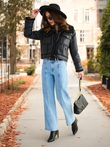 Kurtka skórzana Resti czarna