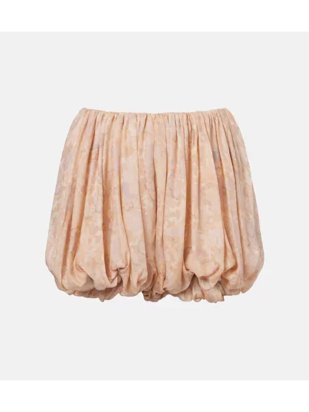Pantaloni scurți Chloé de mătase cu model floral roz