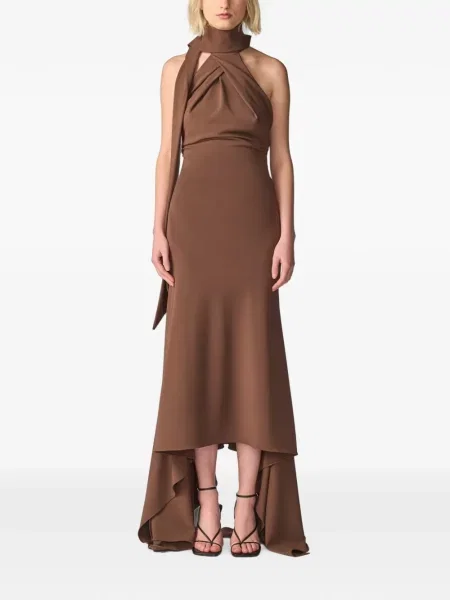 Rochie midi Monse asimetrică maro