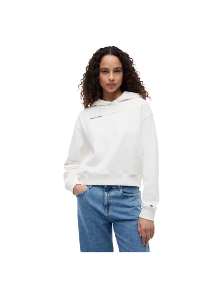 Bluza z kapturem Tommy Jeans z kapturem biała