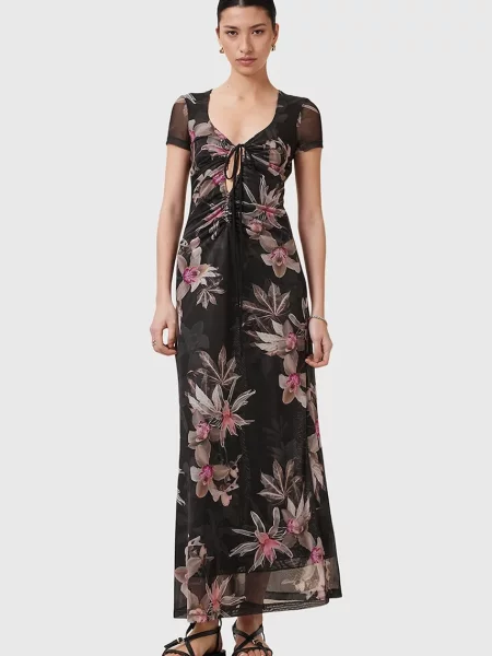 AllSaints rochie GABBY midi evazată negru