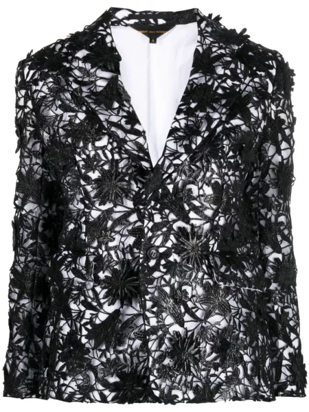 Sacou Comme Des Garçons cu model floral din dantelă negru