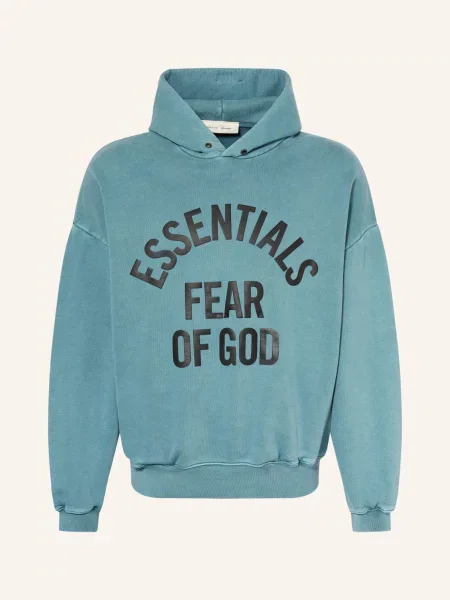 Essentials Fear Of God Mikina S Kapucí V Oversized Střihu petrolejová