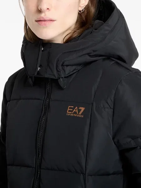 Палто Ea7 Emporio Armani с качулка черно