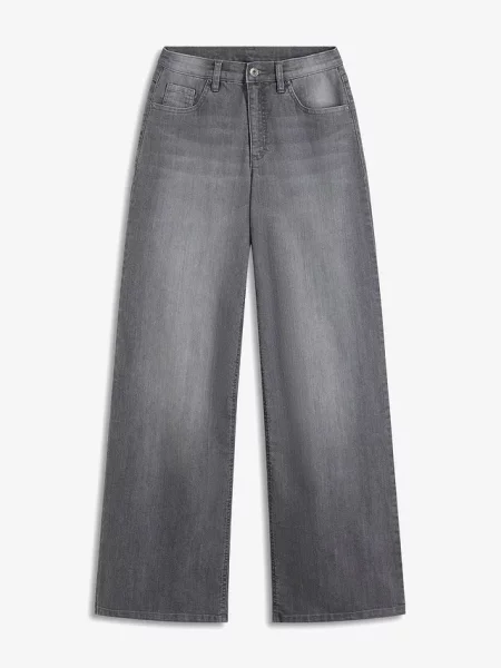 Jeansy wide leg high waist szare