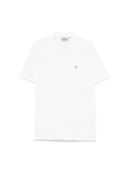 T-shirt Carhartt WIP S/S Chase Pique Polo UNISEX White/ Gold M biała