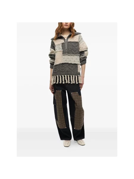 Sweter Ganni z naszywkami szary