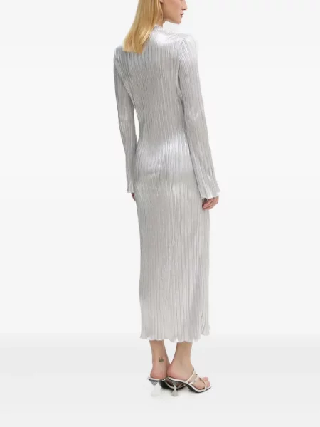 Rochie maxi Never Fully Dressed lungă de costum argintiu