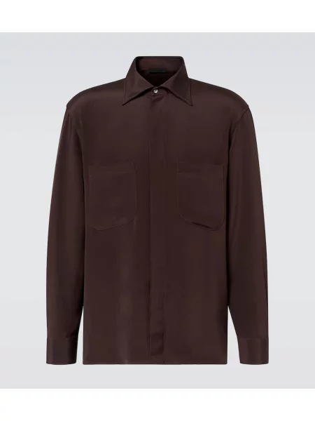 Svilena srajca Saman Amel rjava