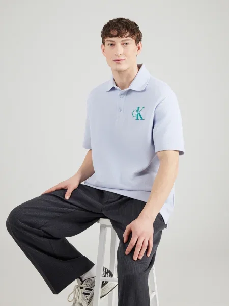 Calvin Klein Jeans Tričko pastelovo modrá / petrolejová biela