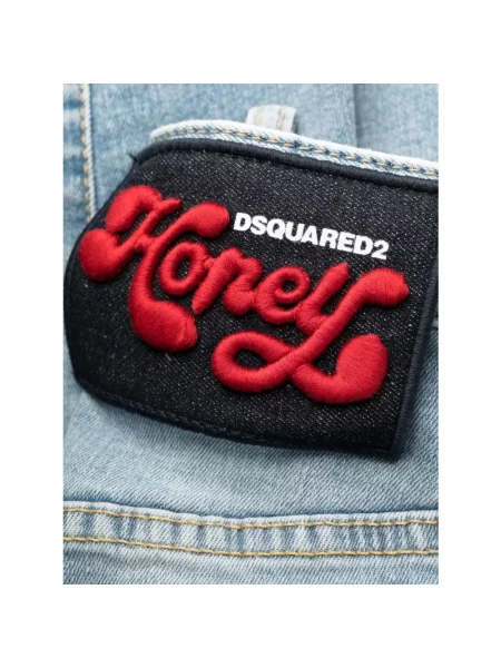 Skinny jeansy skinny Dsquared2 z 5 kieszeniami niebieskie