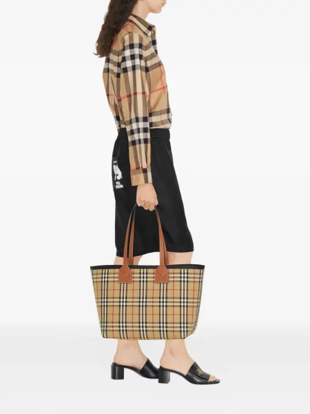Koszula Burberry w kratę ze stretchu brązowa