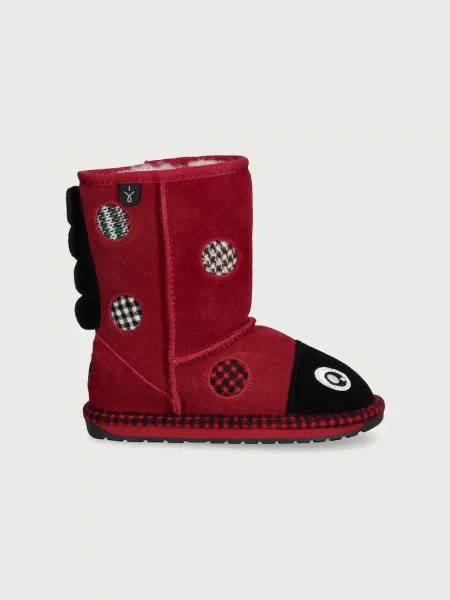 Emu Australia gyerek bőr téli cipő Lenny Ladybug piros