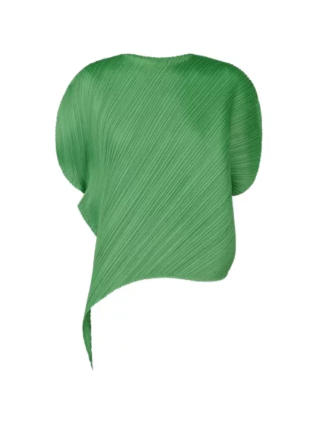 Bluză Pleats Please Issey Miyake asimetrică verde