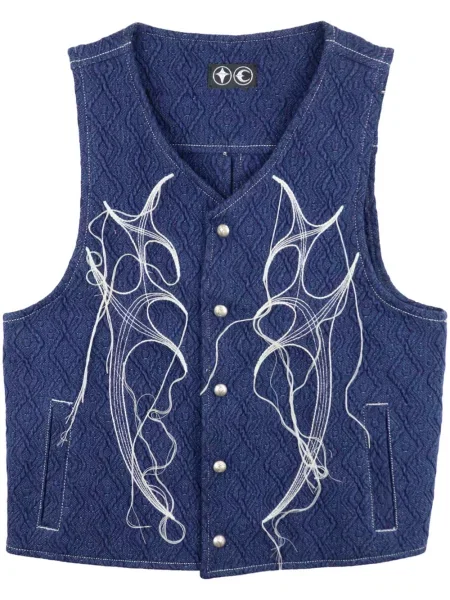 Vestă denim Thug Club cu broderie albastru