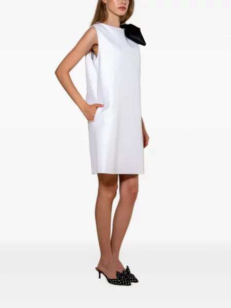 Rochie mini Styland cu funde fără mâneci alb
