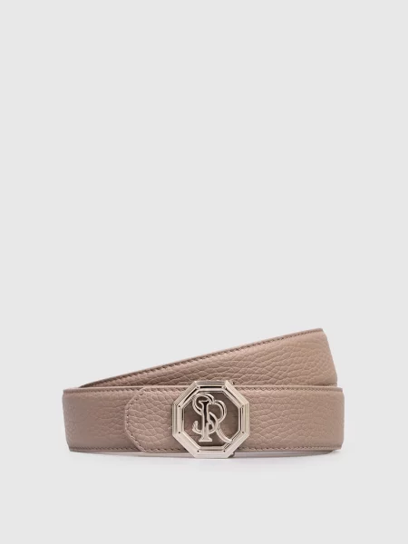 Кожаный ремень Stefano Ricci с ремешками бежевый