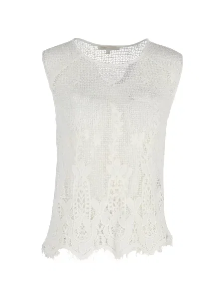 Bluză Maje fără mâneci cu model floral tricotate alb