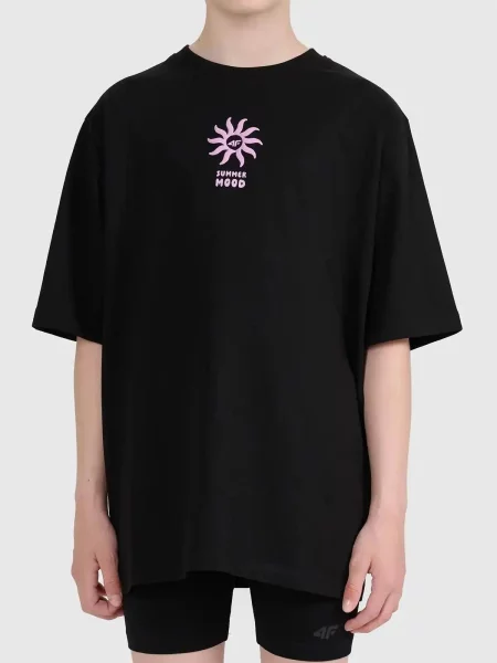T-SHIRT DZIEWCZĘCY 4F SPORTOWY KOSZULKA Z czarna