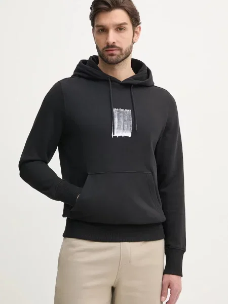 Dukserica Calvin Klein Jeans za muškarce s kapuljačom s tiskom crna