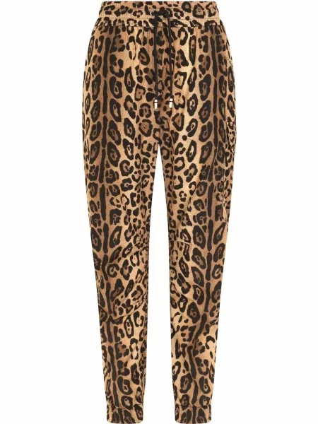 Pantaloni Dolce & Gabbana cu imagine cu model leopard maro